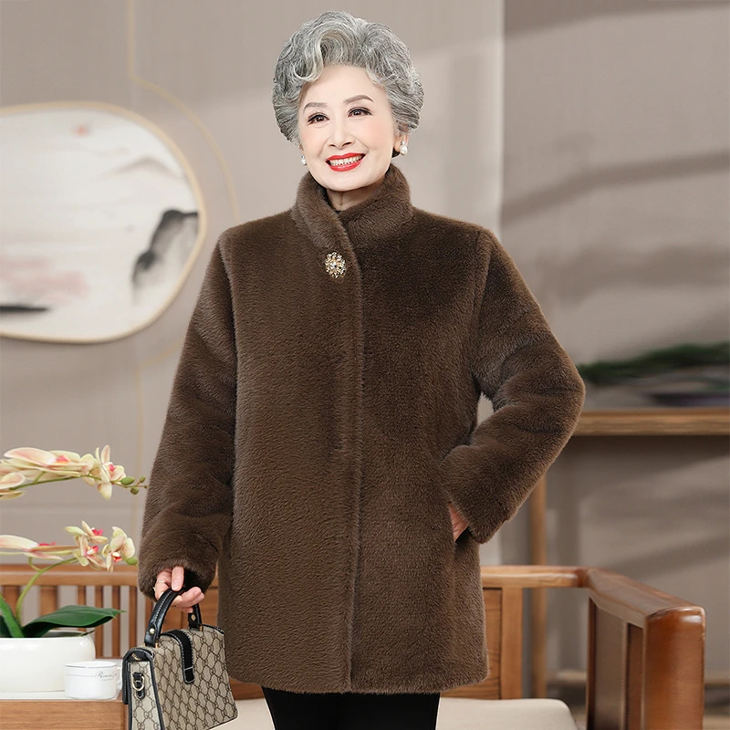 2024新款妈妈秋冬外套时尚气质中老年女装短款洋气中长款加绒