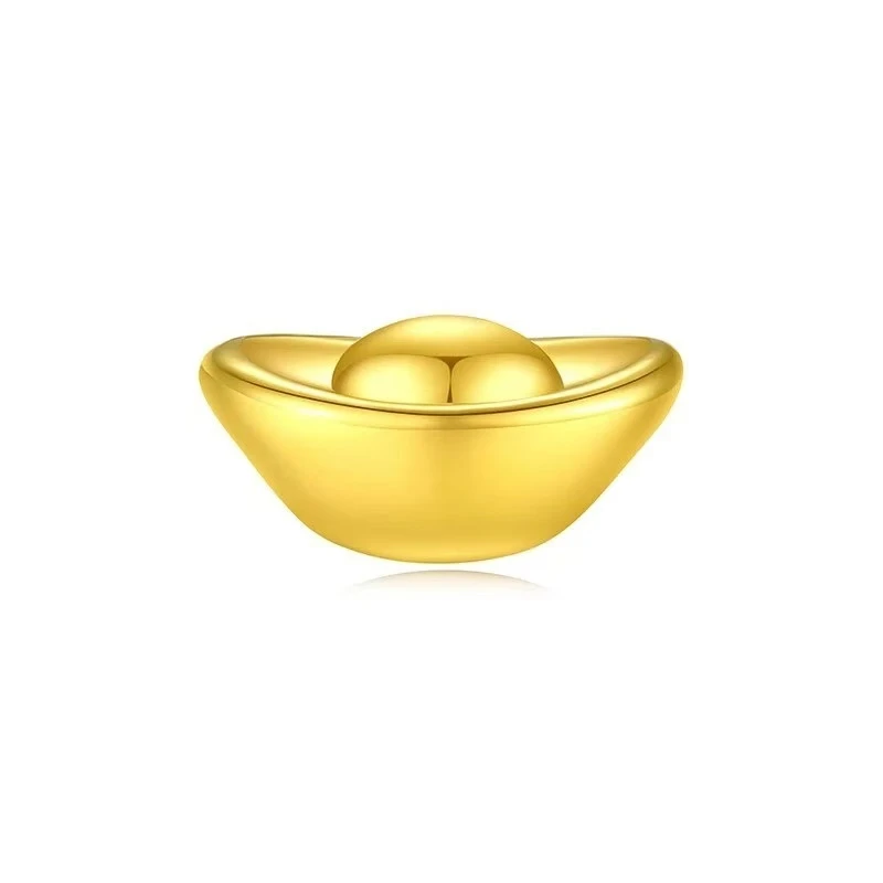 足金金元宝带钢印赠石榴石可diy戒指 支持验货