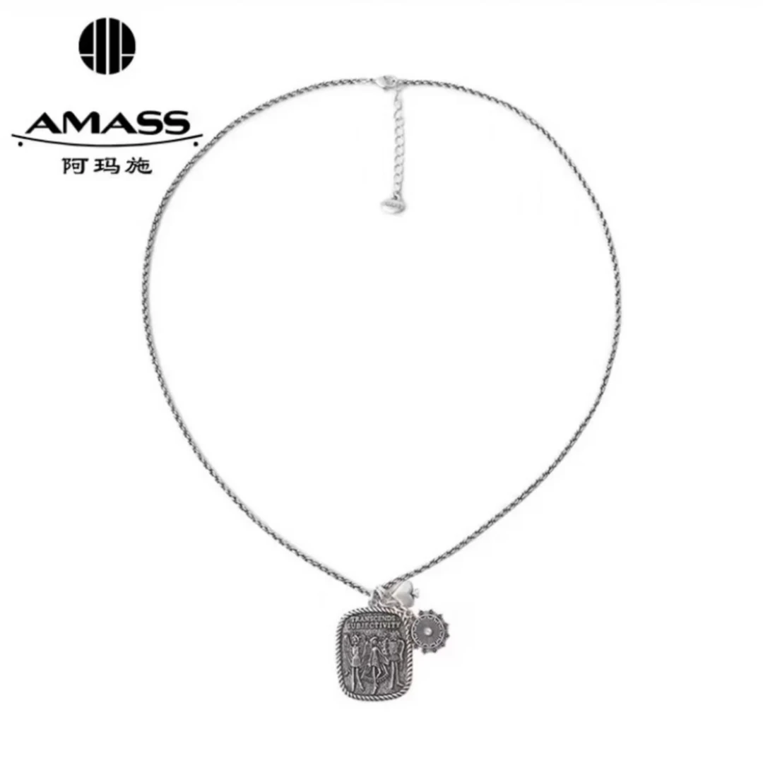 铜仿水晶项链  AMASS阿玛施“皮影戏"方圆形复古金属项链女590022