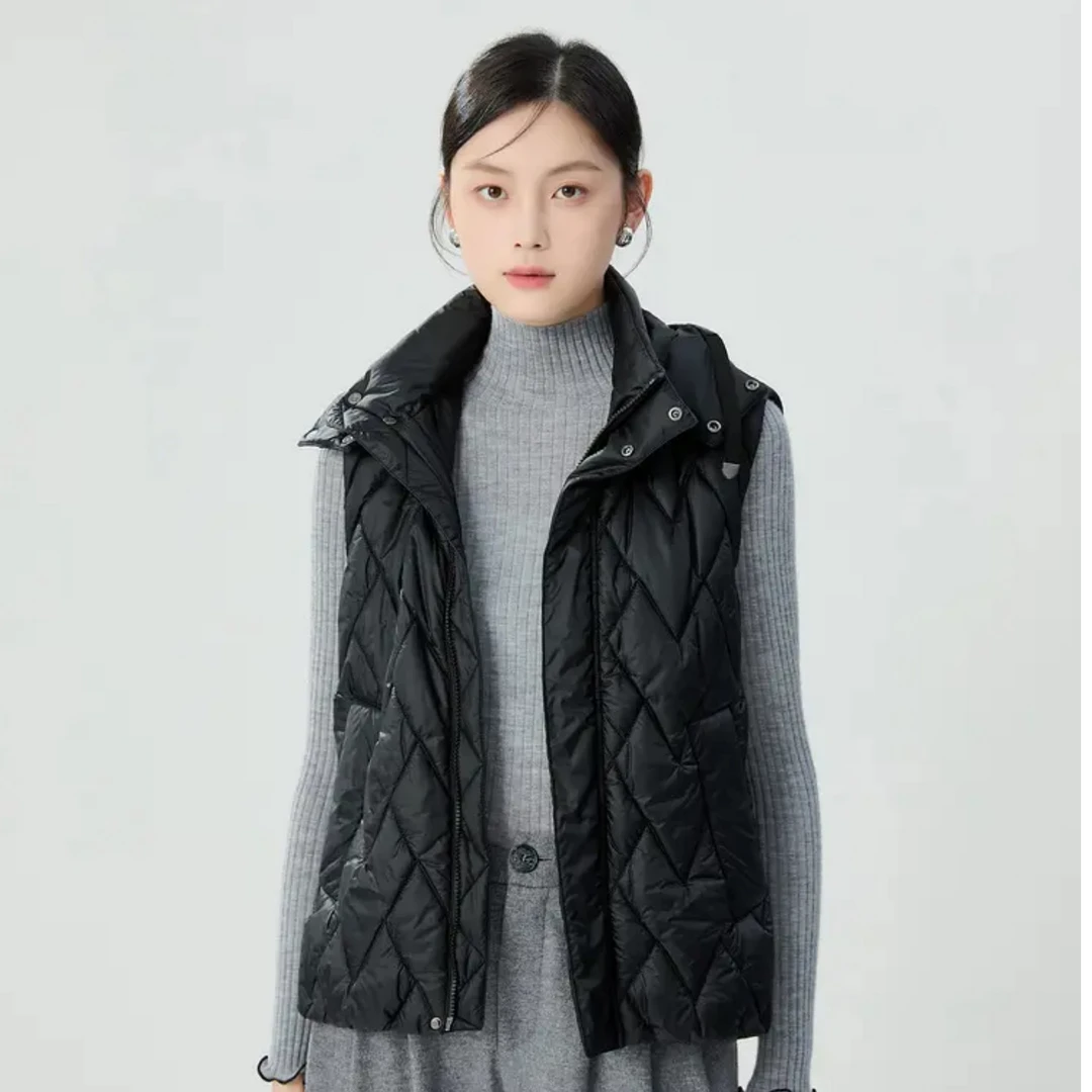 阿玛施百搭气质冬季马甲外穿外套秋冬(附活动帽子马夹休闲时尚