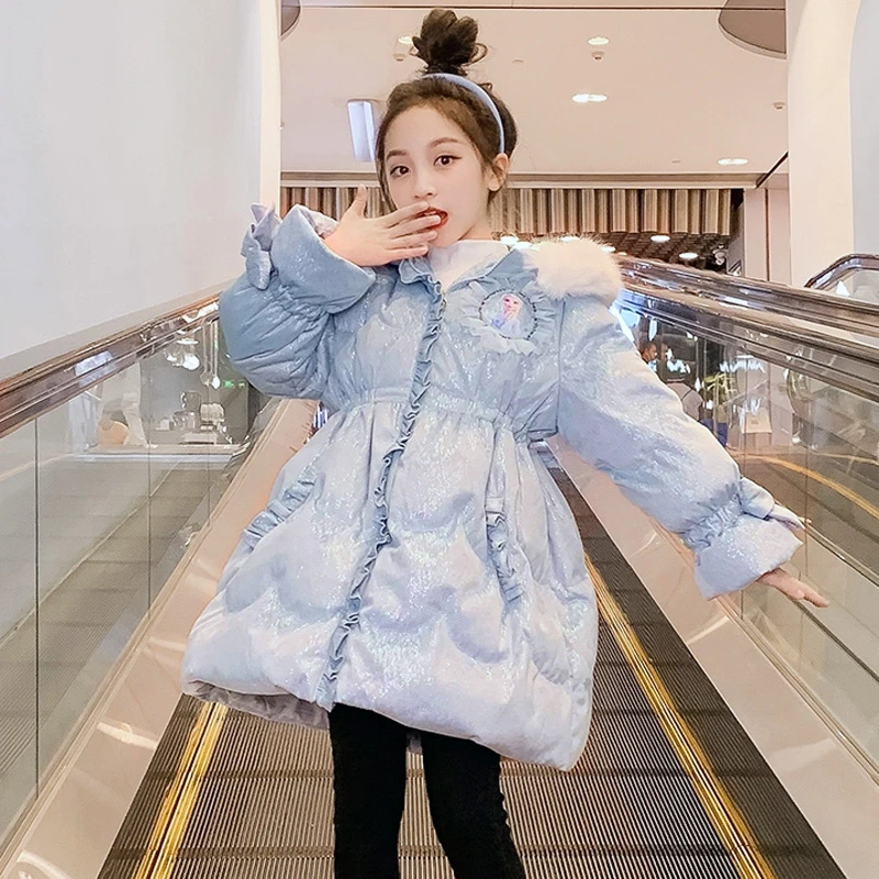 【90绒爱莎羽绒服冰雪奇缘】女童冬装羽绒服儿童外套白鸭绒DM2255