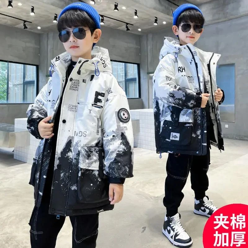 男童棉服外套冬款2023年新款秋冬装中大儿童装洋气加厚保暖棉衣潮