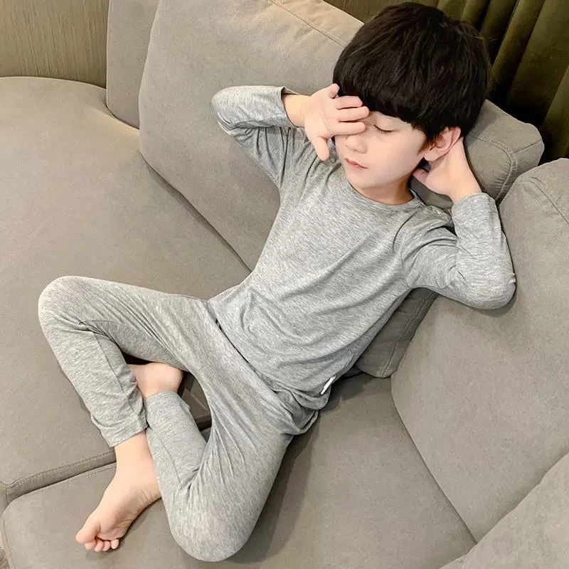 男童薄款莫代尔内衣套装儿童春秋家居服中大童睡衣小男孩秋衣秋裤