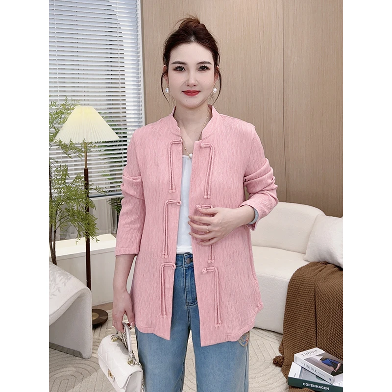 【新中式立领外套】MsShe大码女装秋新人棉盘扣立领改良S~E2403023