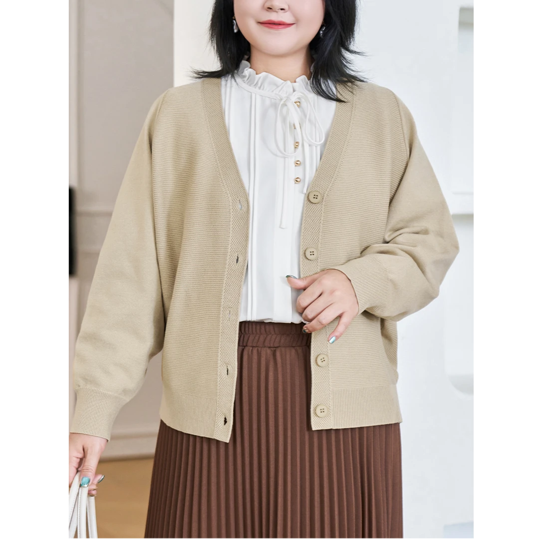 【慵懒蝙蝠袖毛织外套】MsShe大码女装秋优雅毛织外套B2409008