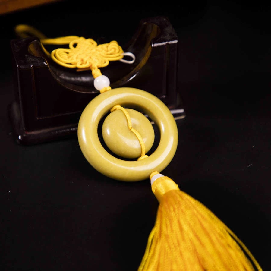 五台山清凉玉平安扣汽车挂件大气高级感车载后视镜吊坠