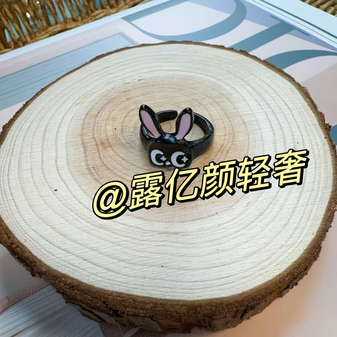 非金属陶瓷戒指 LYY黑色兔兔戒指戒指