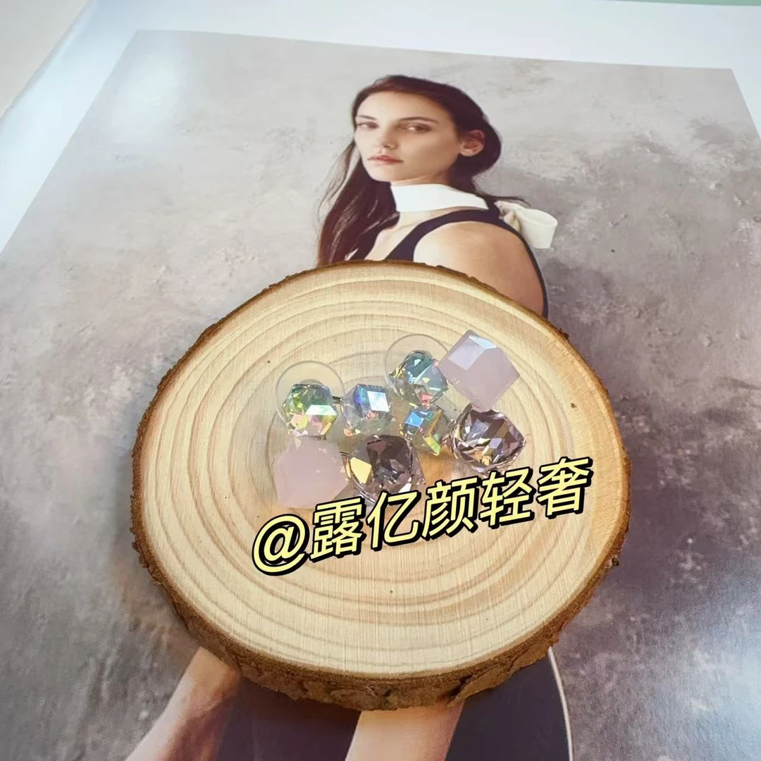 非金属仿水晶耳饰 LYY幻彩方糖ins风耳环EH403