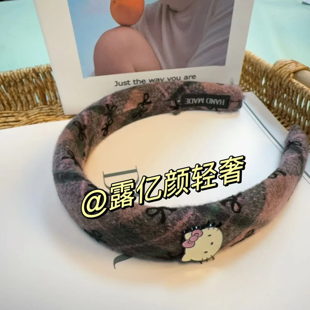 LYY复古格纹气质毛呢KT发箍FG1108