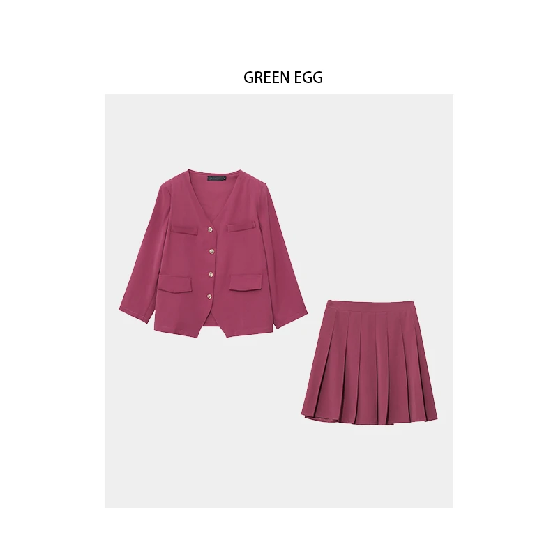 【年中大清清】A0020胖mm两件套韩版气质复古套装设计感百褶套装