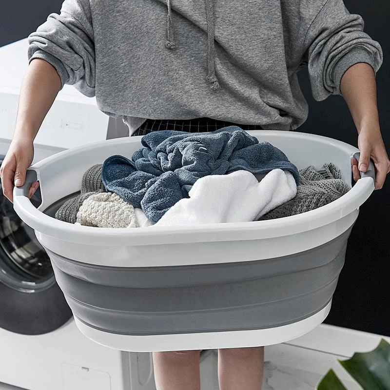 可折叠洗脸盆泡脚塑料水盆带搓衣板婴儿便携式一体特大号加厚耐用