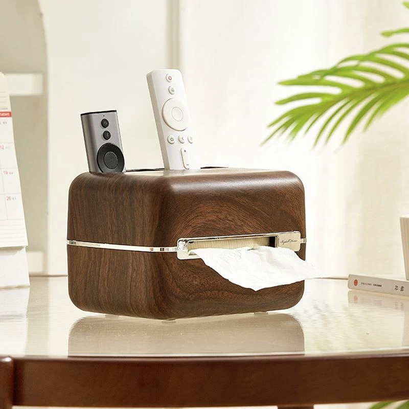 纸巾盒纸抽盒客厅桌面收纳盒家用高档轻奢多功能新中式弹簧抽纸盒