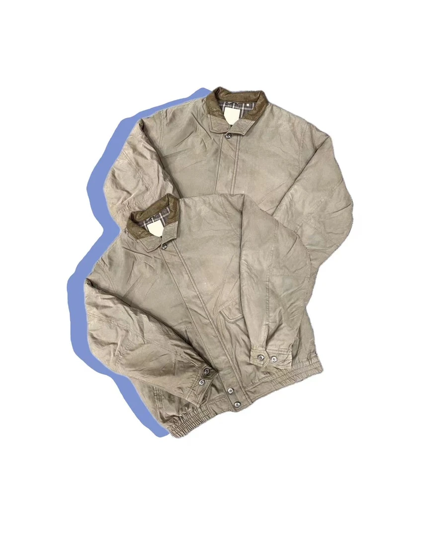 皮皮古着复古秋冬拼色撞色条纹休闲条纹条纹印花服饰