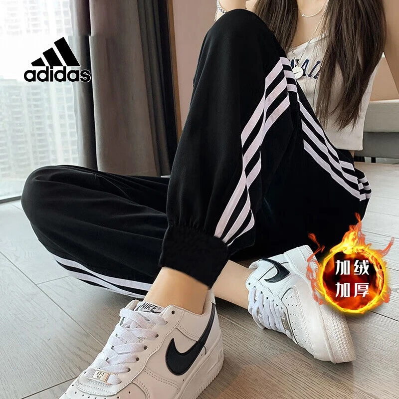 Adidas阿迪达斯休闲裤女裤秋冬新款裤子运动裤加绒保暖小脚裤长裤