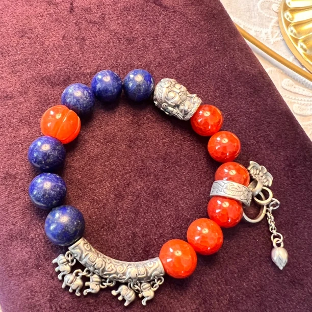 合金石英石手链 赤橙冰蓝｜05设计师亚男原创手作手链（蓝色系）