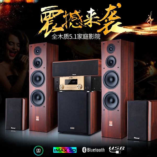 biaowei/标威高品质全木制家庭影院5.1音箱7件套