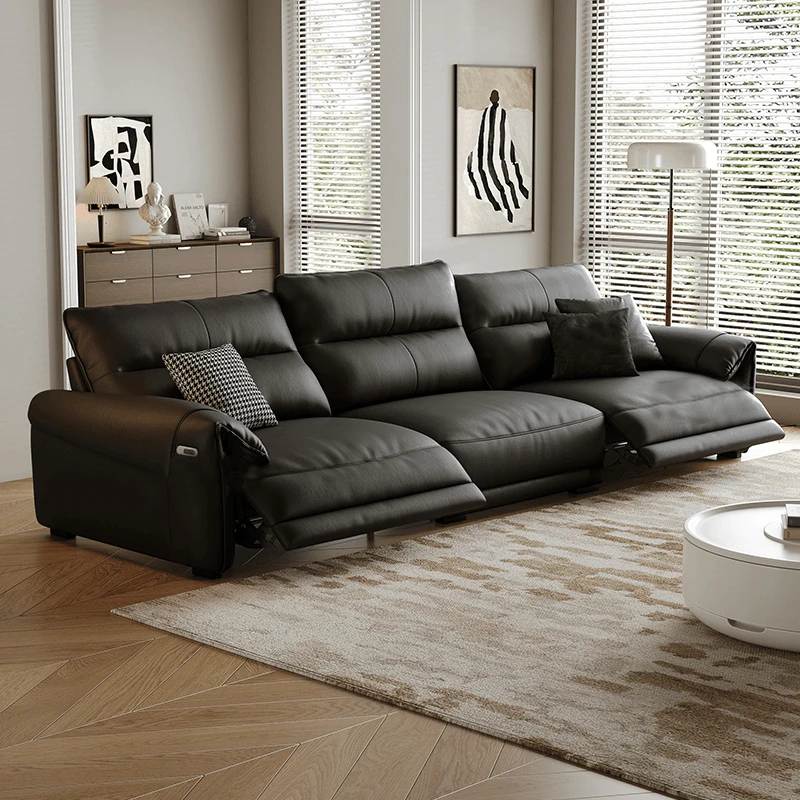 零靠墙功能沙发客厅现代轻奢太空电动舱北欧贵妃牛皮沙发极简