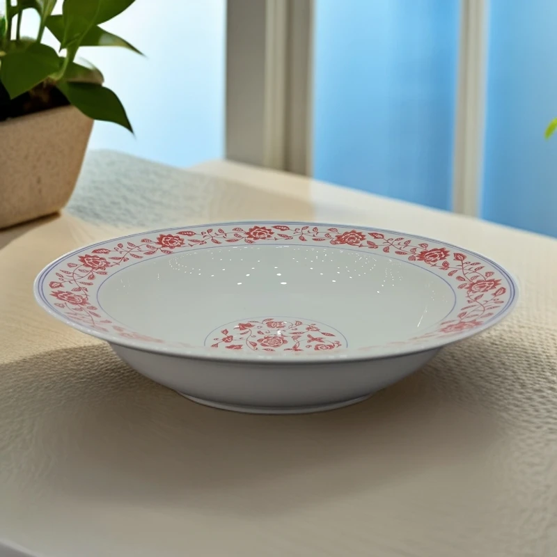 （2个）宽边碗 红缠枝莲 陶瓷餐具