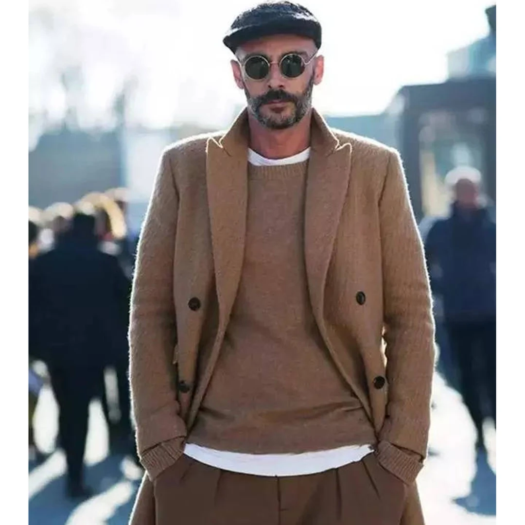 刺畏 CCIWEII 秋冬休闲保暖双面呢外套加厚时尚新款毛呢经典男士