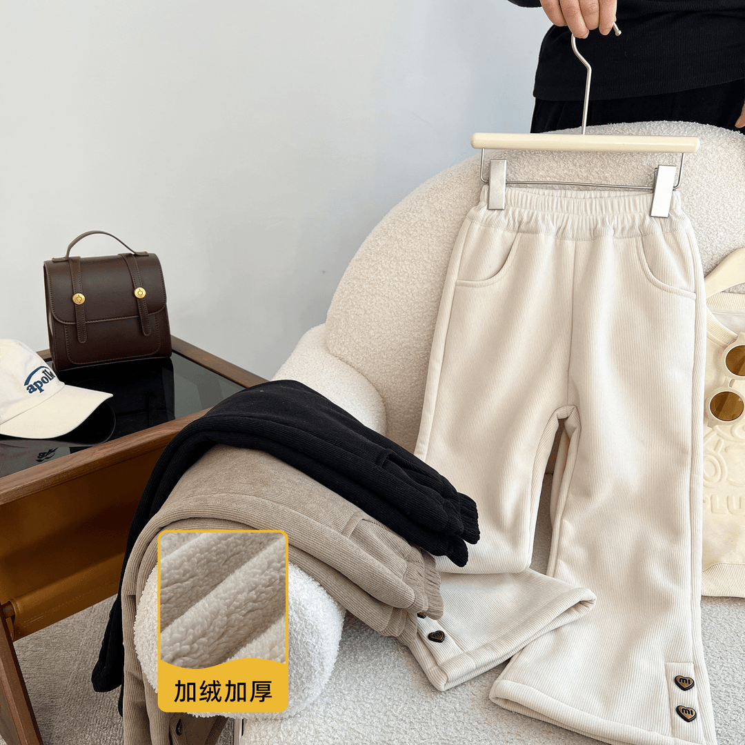 【王北北】冬季女童6-12岁中大童长裤儿童女宝加厚喇叭裤JMKD36513