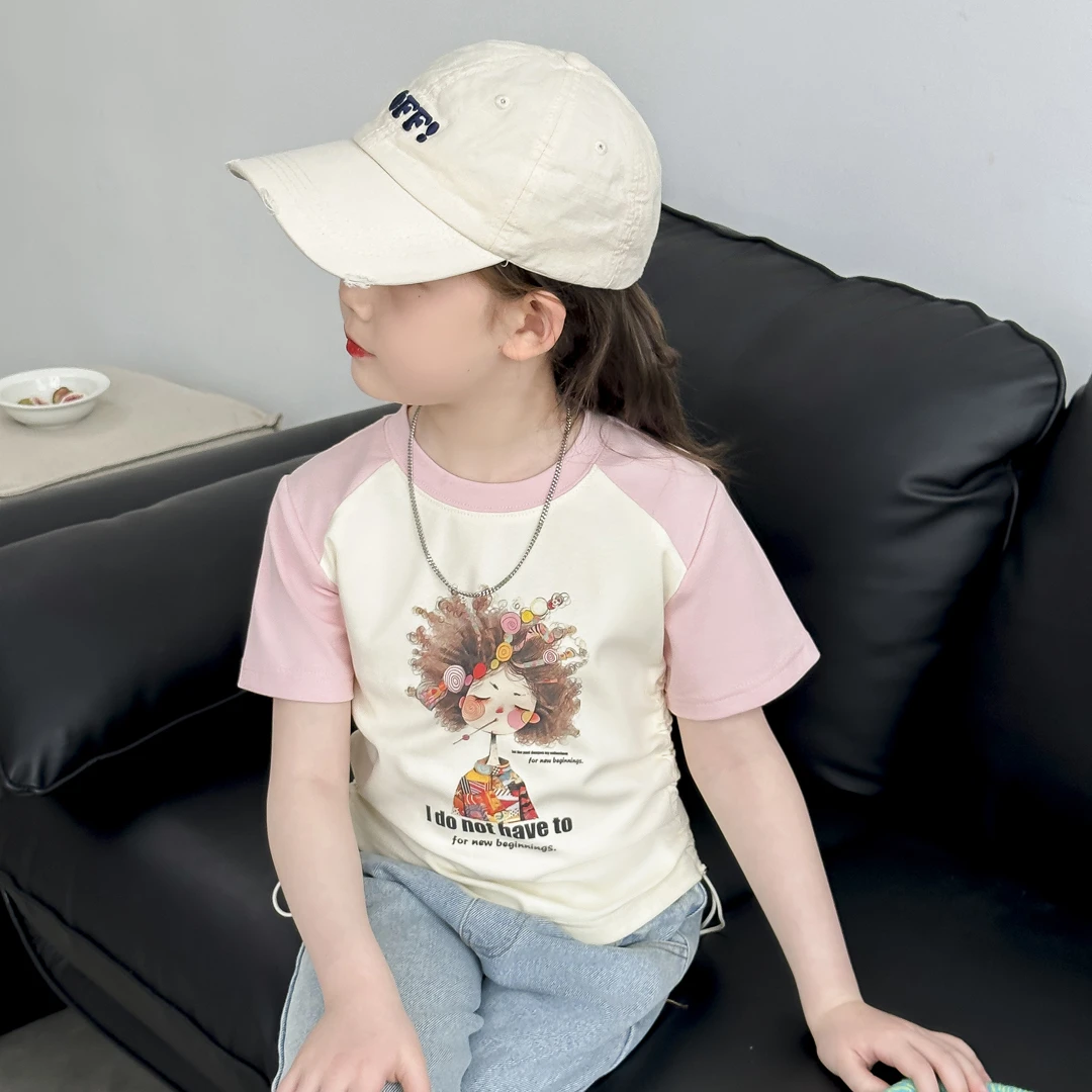 小菲特夏季新款女童6-12岁圆领上衣中大童女宝宝短款T恤YNYX40776