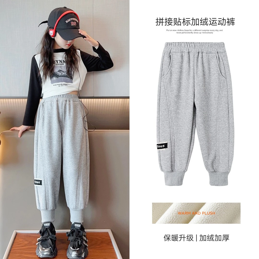 小菲特冬季女童装韩版运动裤6-12岁中大童儿童加绒卫裤QDKD35673