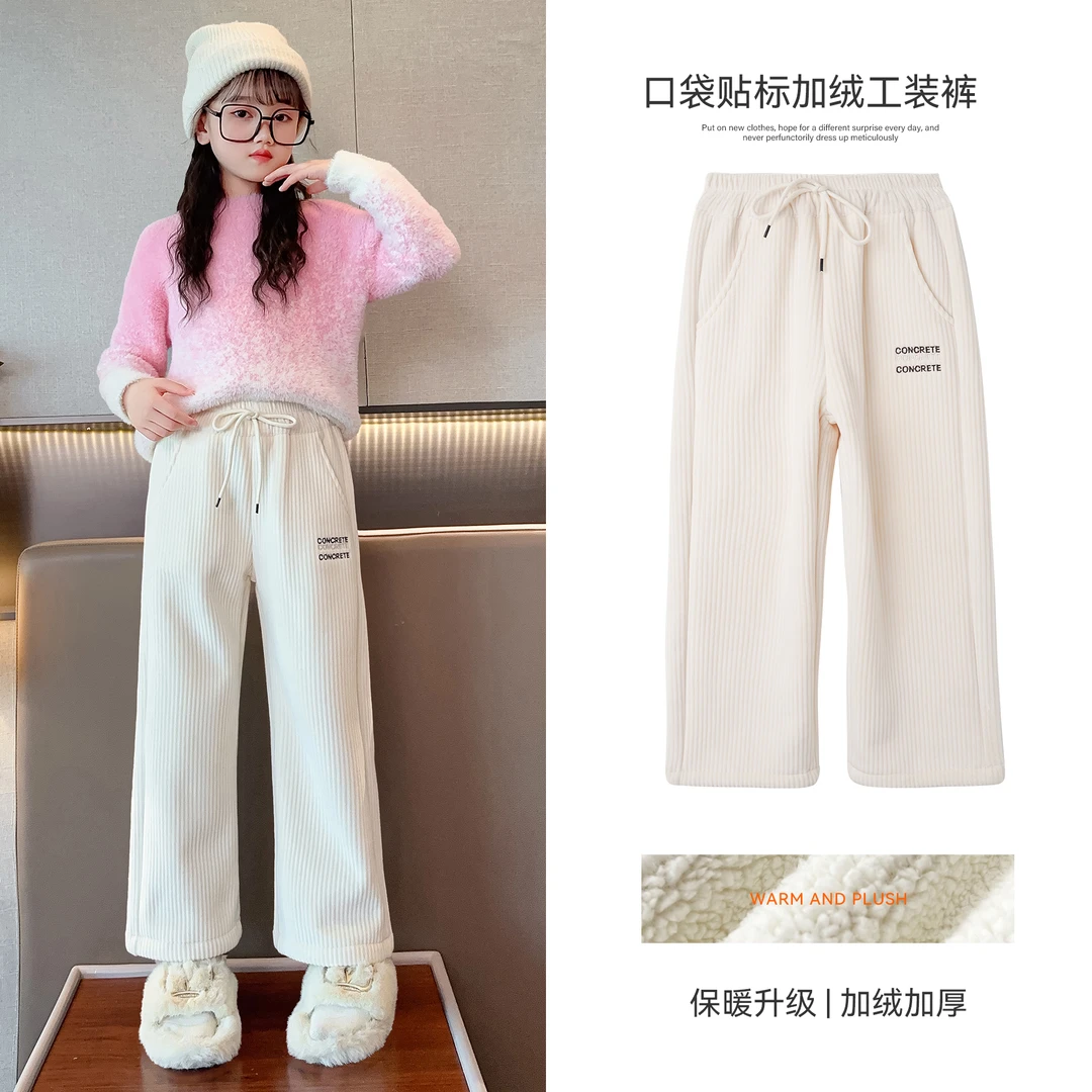 小菲特冬季新款女童6-12岁百搭直筒裤女宝宝加厚休闲裤 JMKD36476