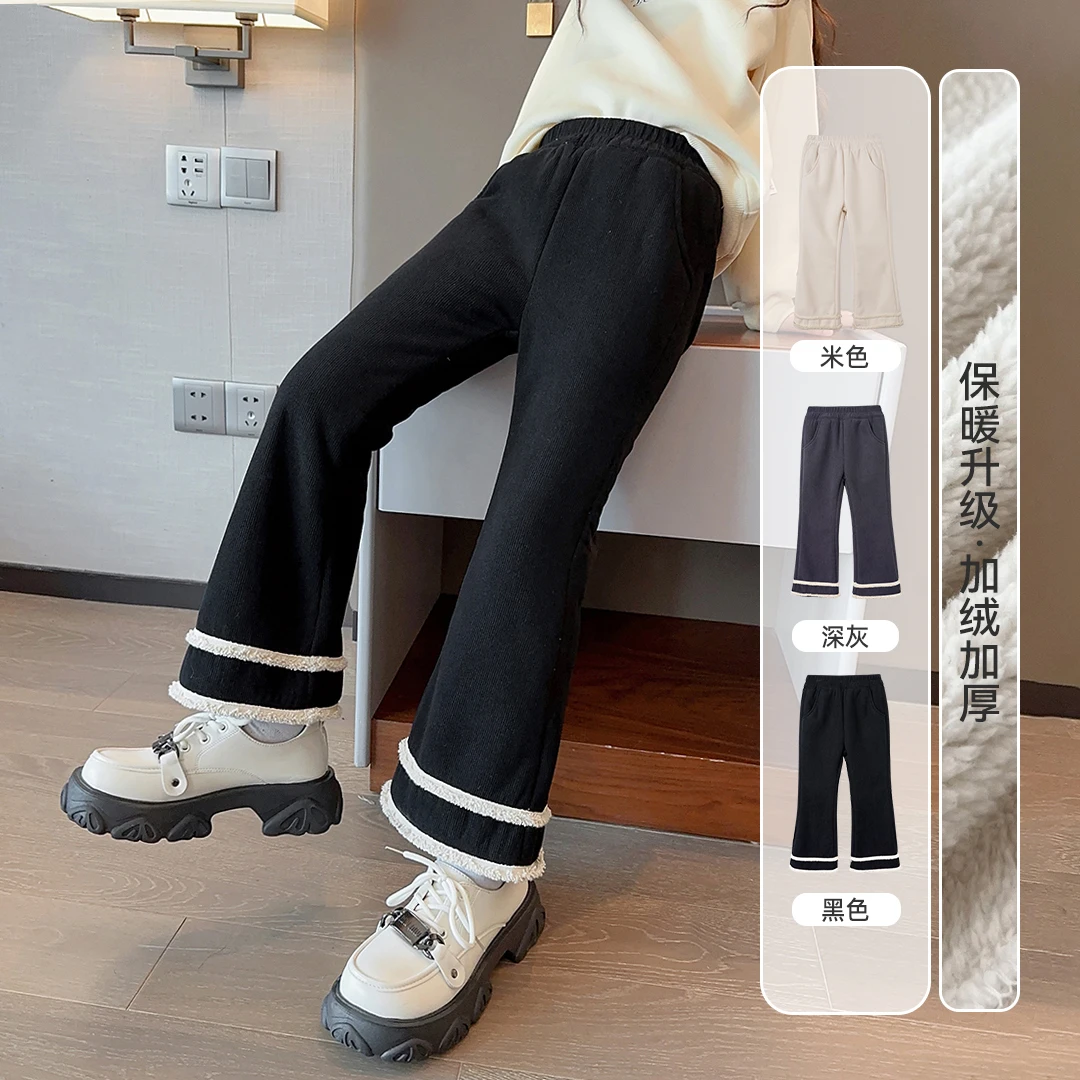小菲特女宝长裤女童装6-12岁中大童休闲裤儿童加绒裤子QDKD35948