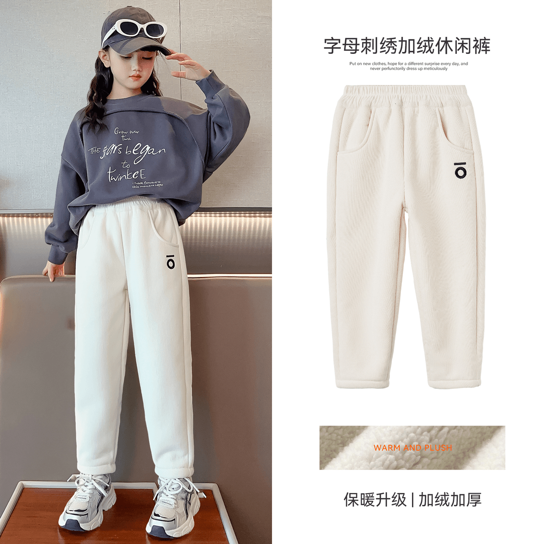 【王北北】冬季女童装6-12岁中大童运动裤儿童加绒休闲裤JMKD36391