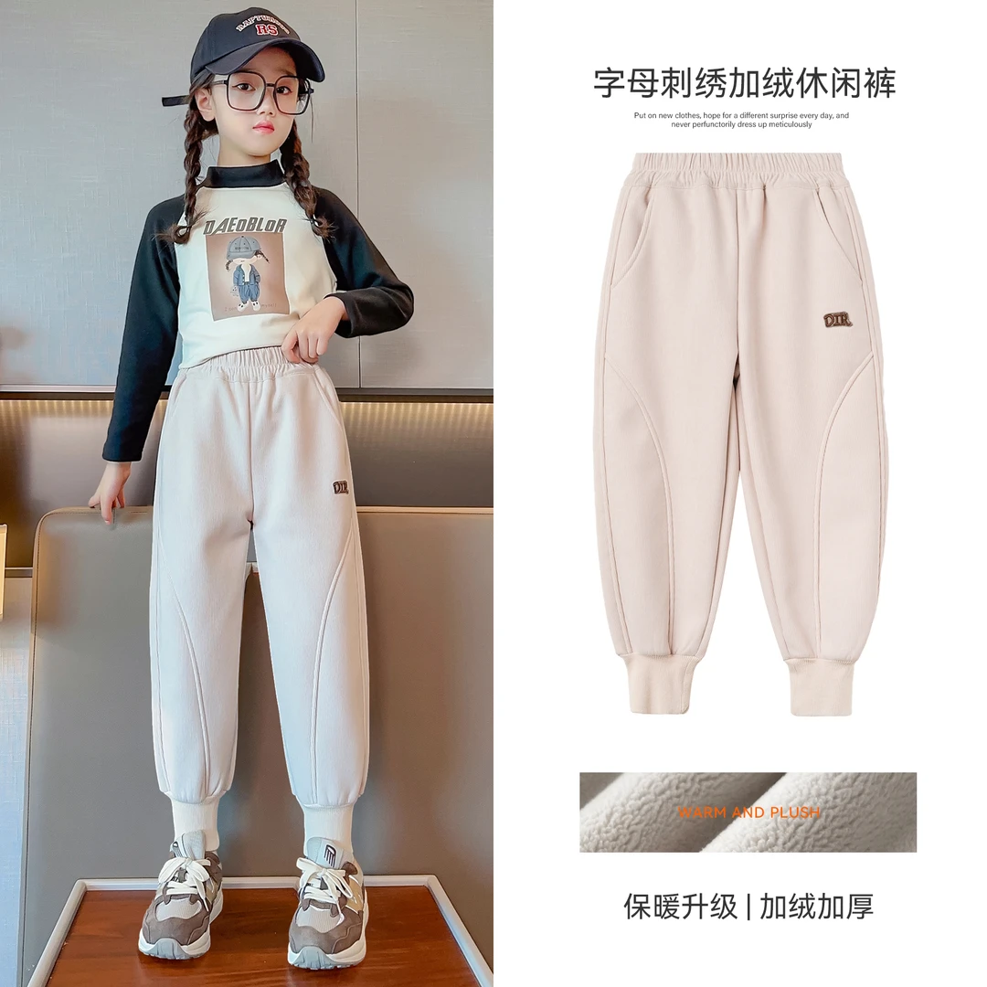 小菲特冬季新款女宝女童装6-12岁中大童儿童加绒休闲裤QDKD35728