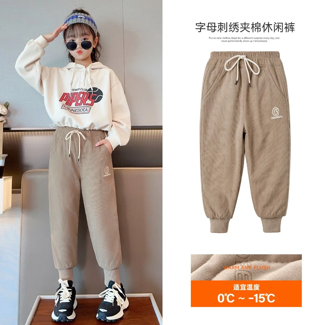 小菲特冬季棉裤女宝女童装6-12岁中大童儿童加厚运动裤JMKD36357