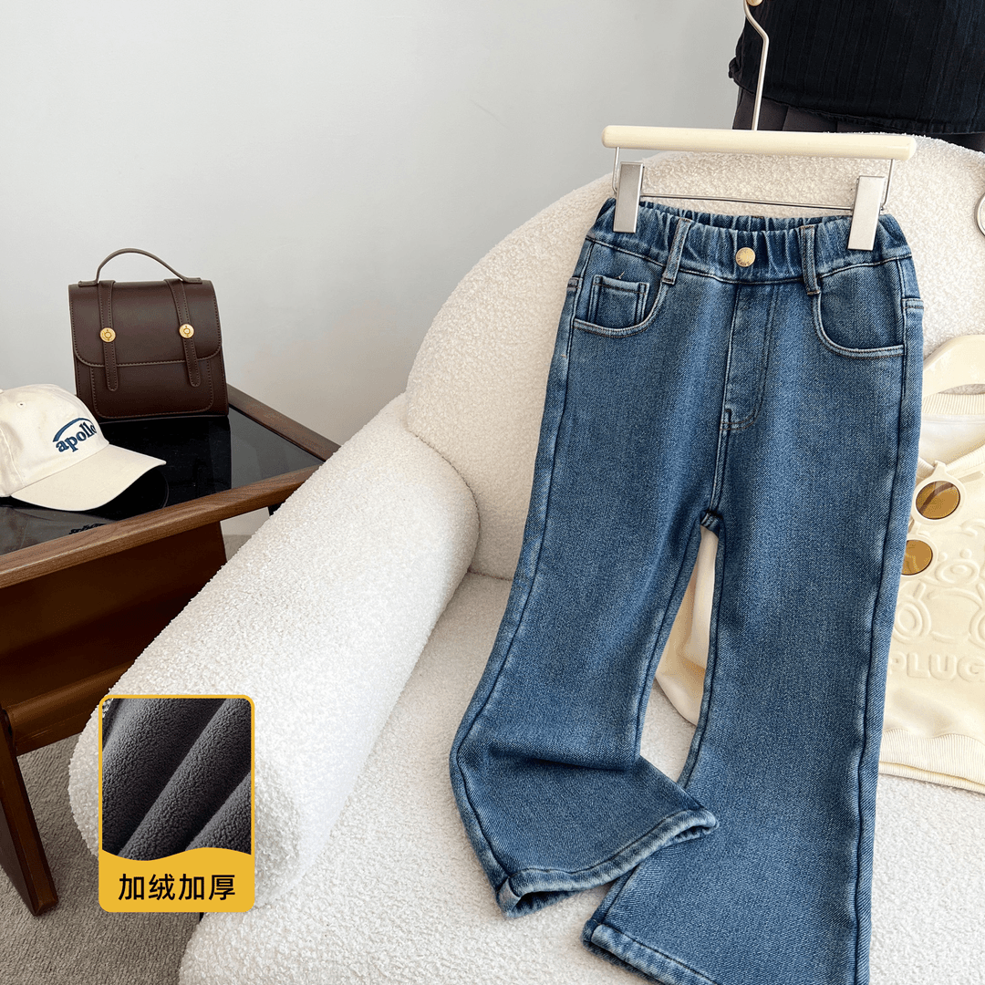 小菲特冬季女宝韩版女童装6-12岁中大童儿童喇叭牛仔裤JMKD35625