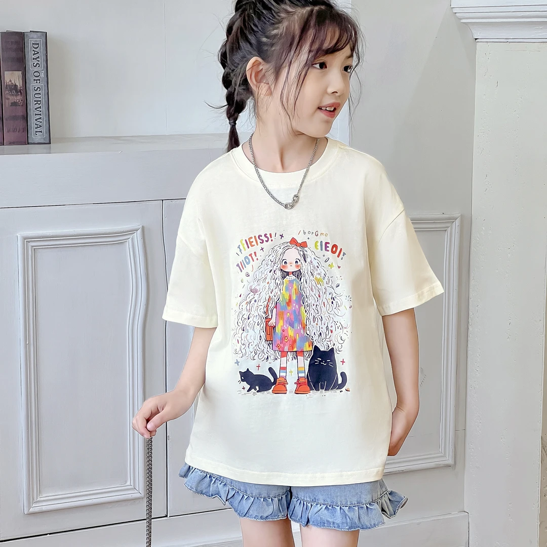 小菲特女童夏装新款半袖上衣中大童儿童薄款短袖女宝T恤BXYX41229