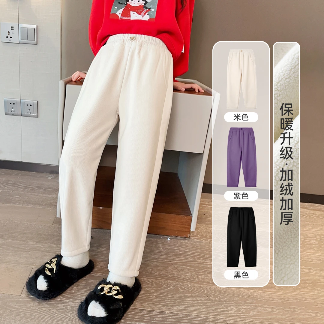小菲特冬季新款6-12岁女宝加绒休闲裤中大童儿童长裤QDKD36135