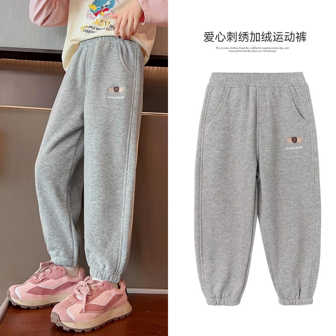 小菲特冬季新款女童装针织运动裤中大童儿童加绒卫裤XXKD35149