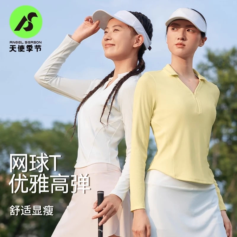 天使季节长袖羽毛球网球服女polo衫女上衣速干短袖健身衣运动t恤
