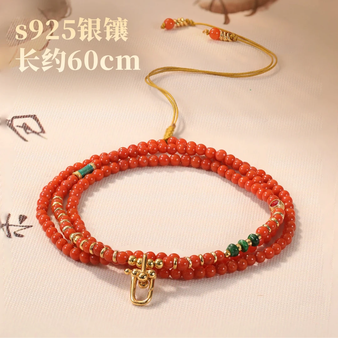 天然南红项链万能链s925银DIY翡翠万能扣设计百搭新中式国风女士