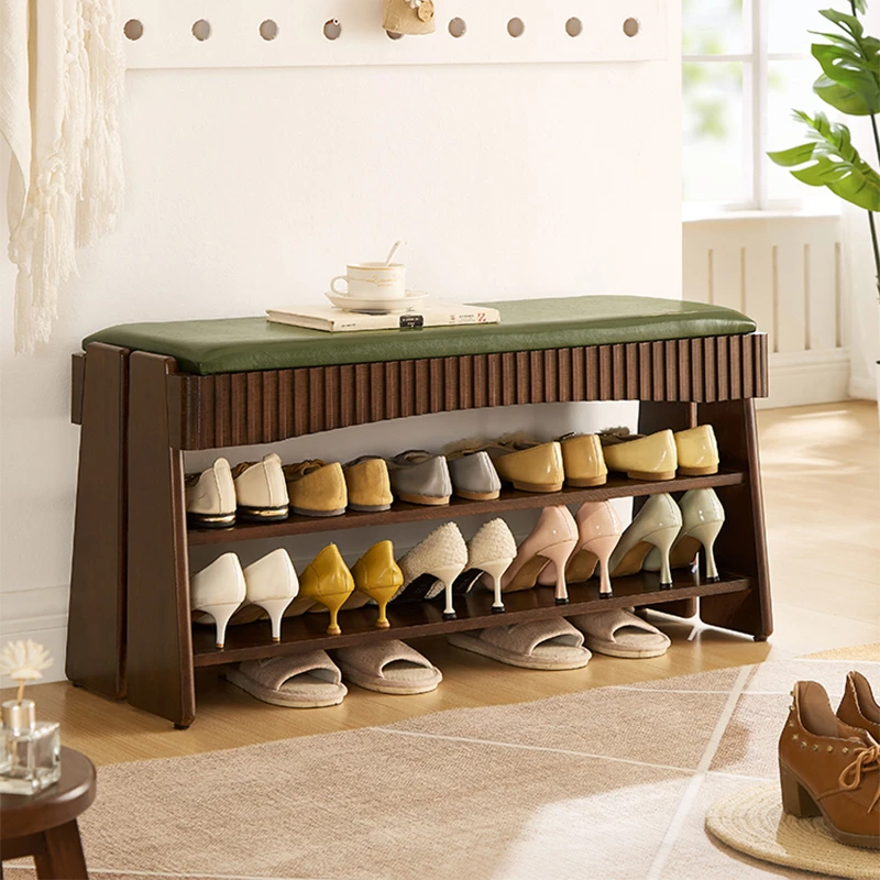 福思源换鞋凳可坐鞋柜登入户门口创意窄款储物凳高端实木凳子整装
