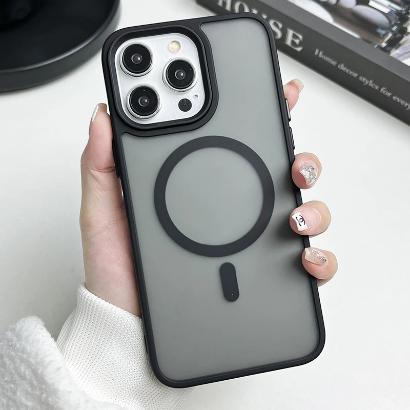 肤感iPhone15Promax磨砂磁吸抗指纹防摔14简约Pro防摔MAX手机壳