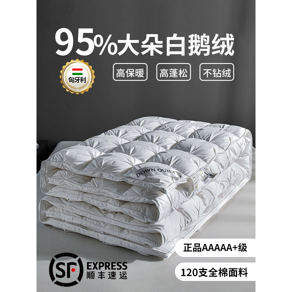 水星家纺匈牙利正品羽绒被95白鹅绒冬被五星级酒店春秋被子被芯加