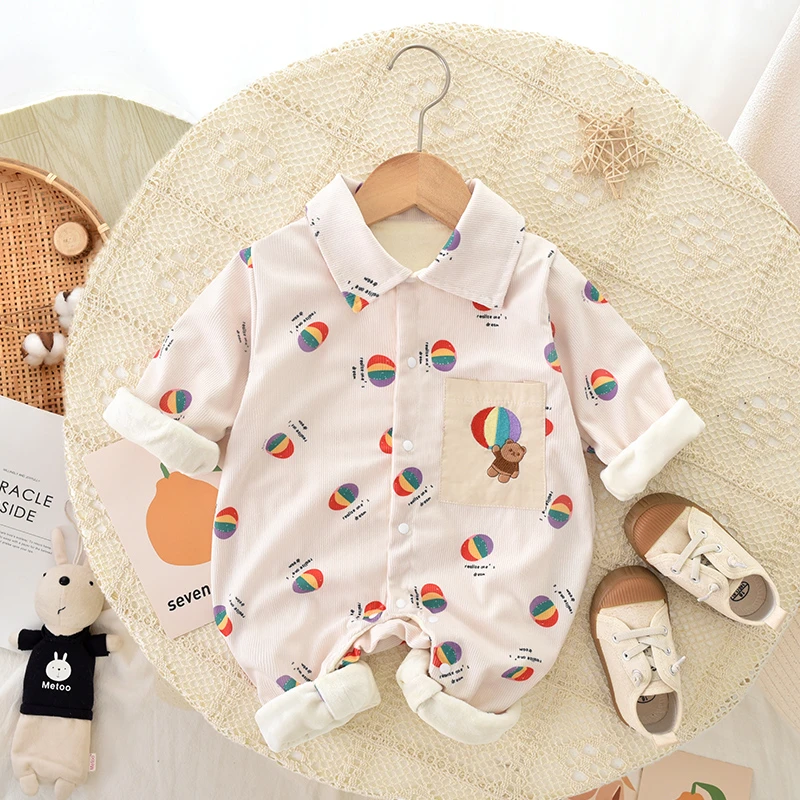 【爆款推荐】婴儿双层连体衣春秋季双层保暖哈衣萌娃宝宝衣服春秋装