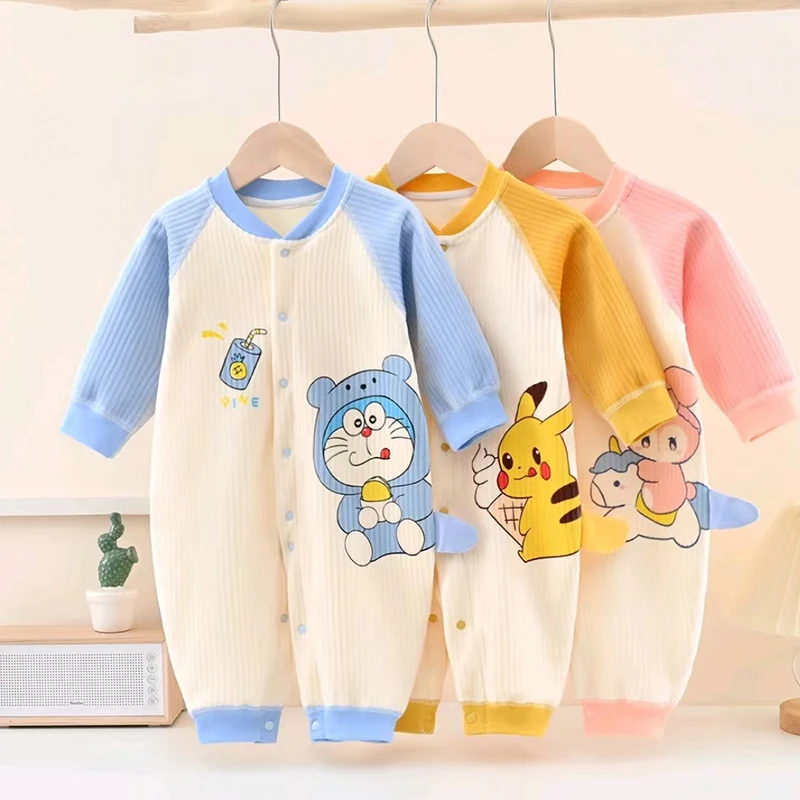 婴儿连体衣加绒加厚无骨春秋季衣服新生儿哈衣初生宝宝秋装爬服