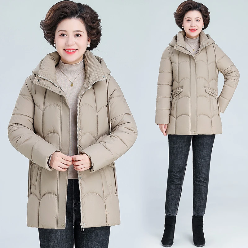 洋气妈妈冬装棉服中长款新款时尚中老年加厚棉衣保暖棉袄外套