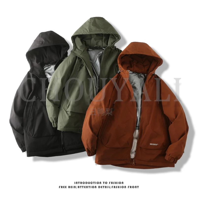 冬季新款情侣款百搭白鸭绒羽绒服青年时尚连帽宽松保暖大码羽绒服