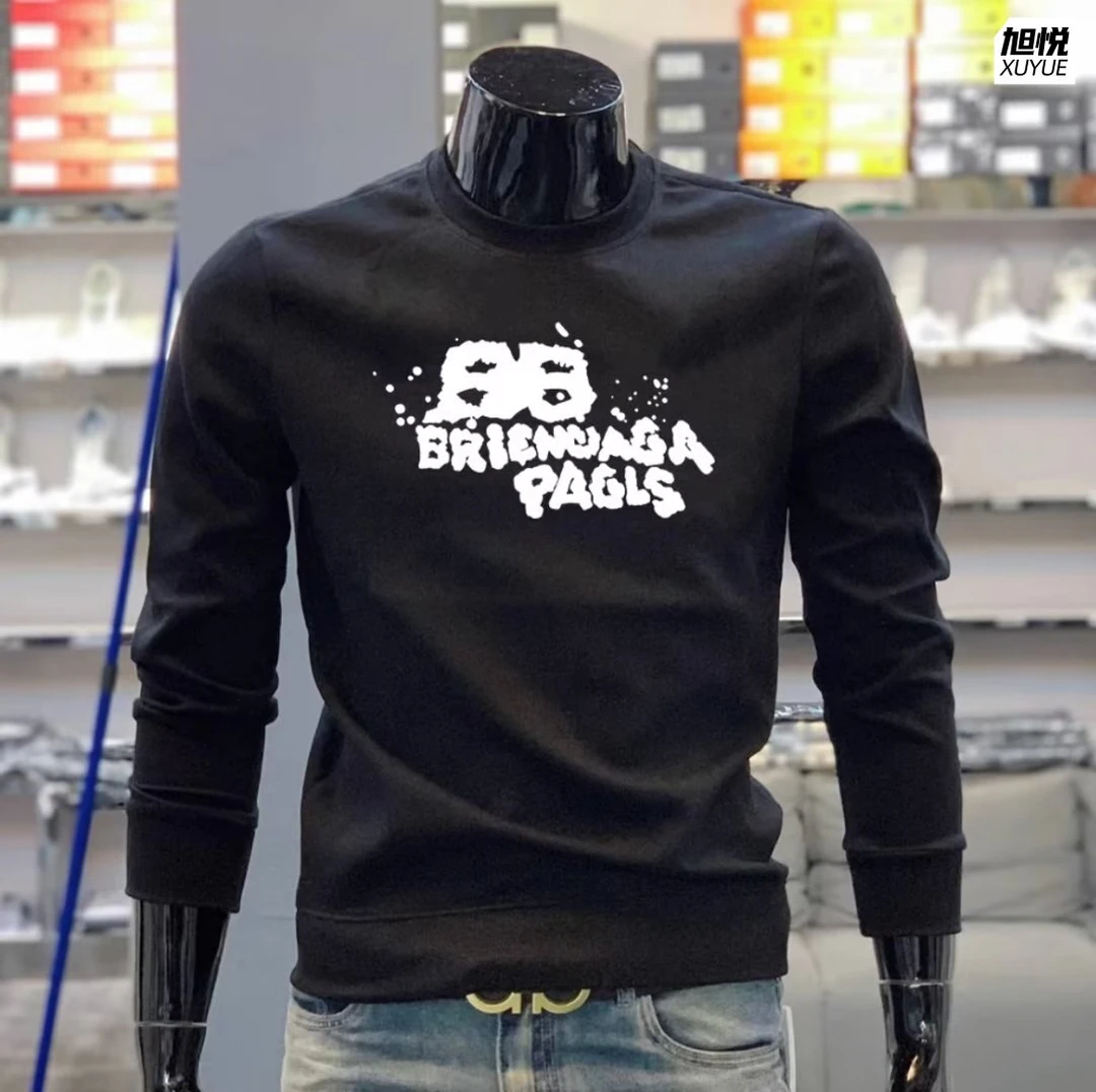 【高品质】美式痞帅秋冬新款长袖套头卫衣男女同款潮牌印花字母BB