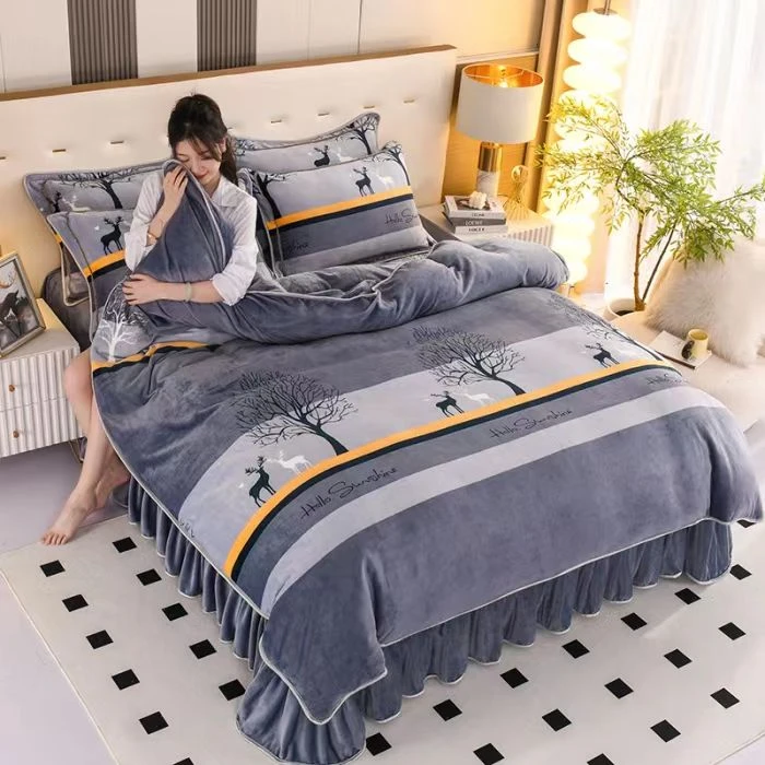 【锦御家纺】秋冬新品加厚保暖牛奶绒四件套双面绒抗静电不掉毛