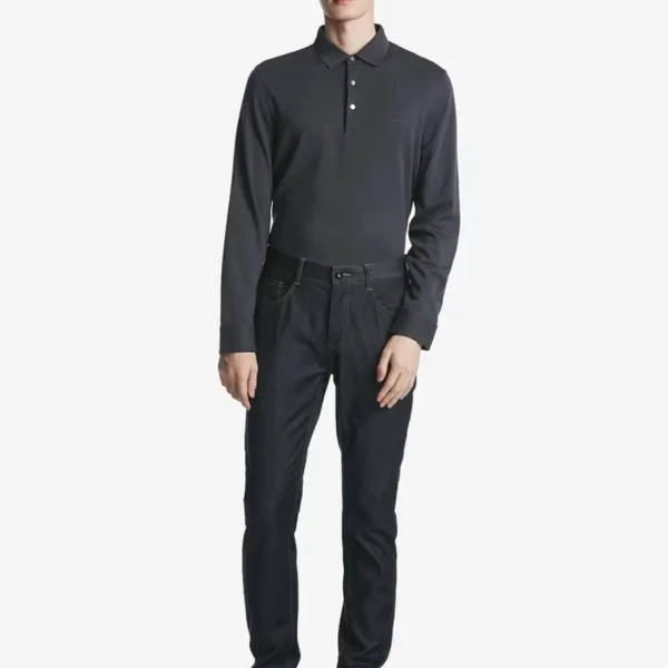 K-boxing/劲霸男装微弹力中腰直筒长男性牛仔裤|BQRT3534