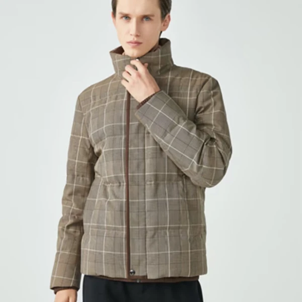 K-boxing/劲霸男装劲霸男装时尚格纹立领短板羽绒服BRHG4199