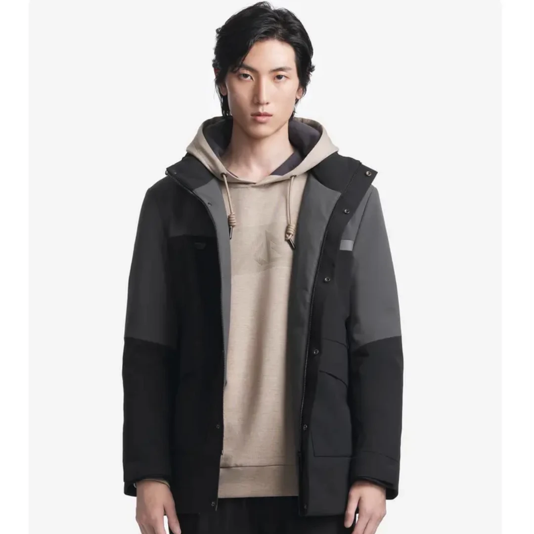 K-boxing/劲霸男装字母印花时尚休闲长版茄克羽绒服|VRJT4321