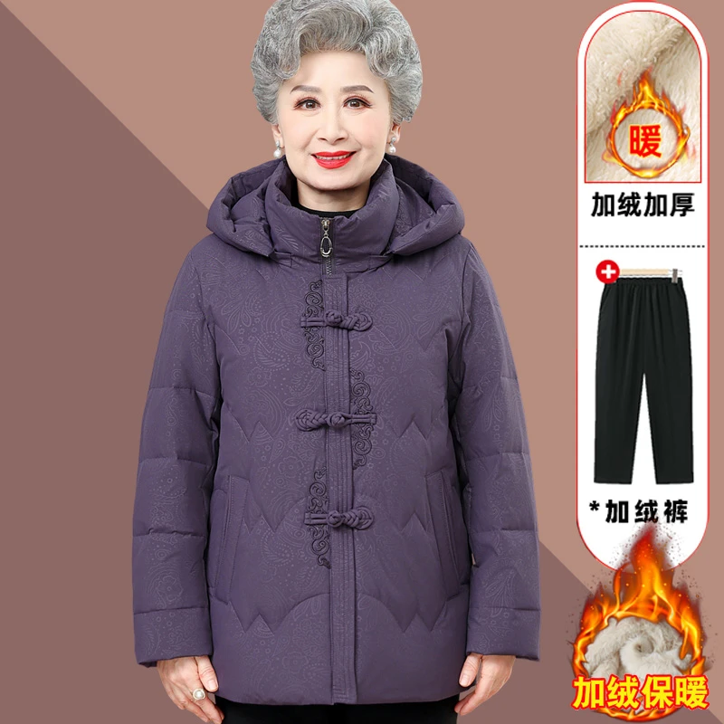 新款奶奶棉袄外套60岁中老年人棉衣女妈妈加绒加厚老太太保暖棉服